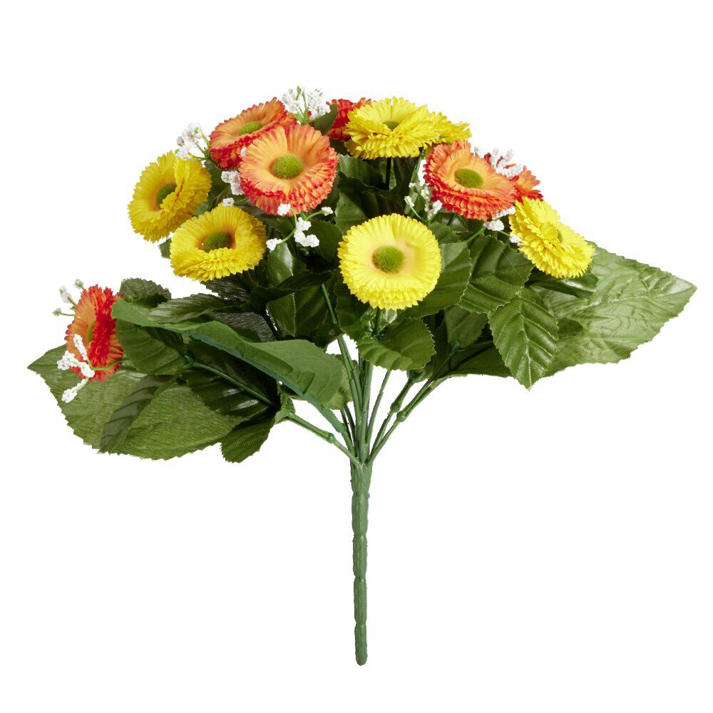 Bouquet fleurs artificielles paquerettes 20 têtes H30cm