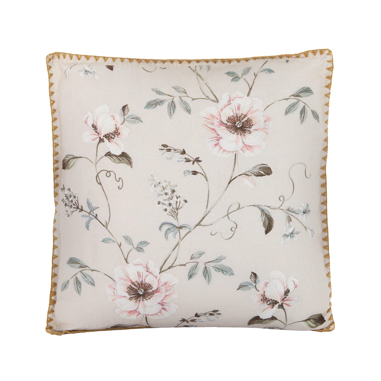 Cuscino divano beige 45x45 cm fiori