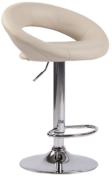 Lot De 2 Tabourets De Bar Olinda En Similicuir, Hauteur Réglable Et Pivotant A 360 , Piètement Trompette Crème/Chrome