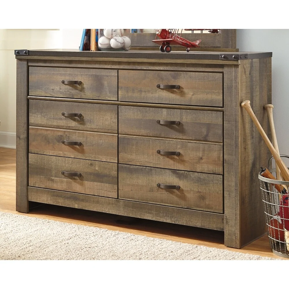 Signature Design By Ashley Trinell Rustic Brown Youth Dresser with Nailhead Accents