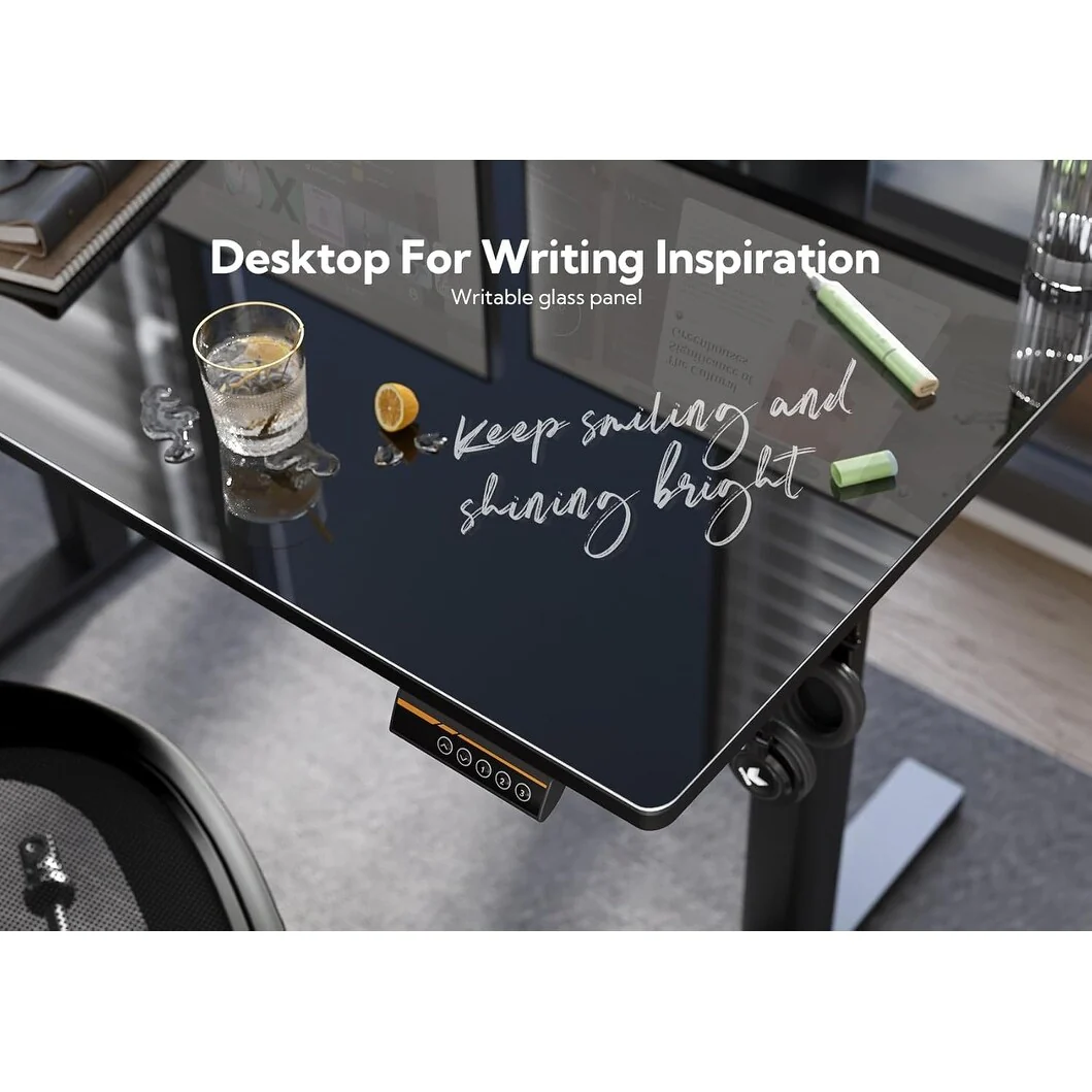 Claiks Glass Standing Desk, Small Electric Standing Desk Adjustable Height
