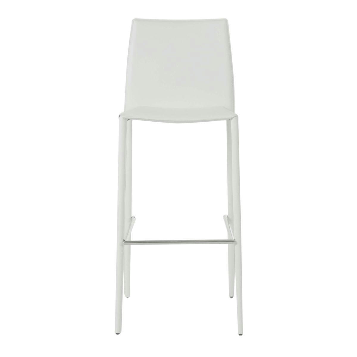 CAMILLE - Chaise de bar blanche en cuir reconstitué