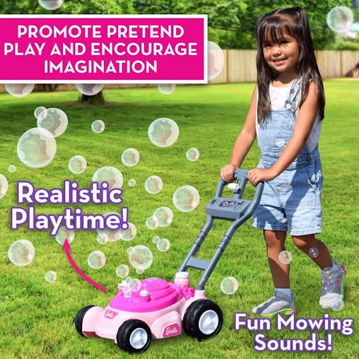 Barbie Bubble N Go Mower with 4oz Bottle - Pink / Blue