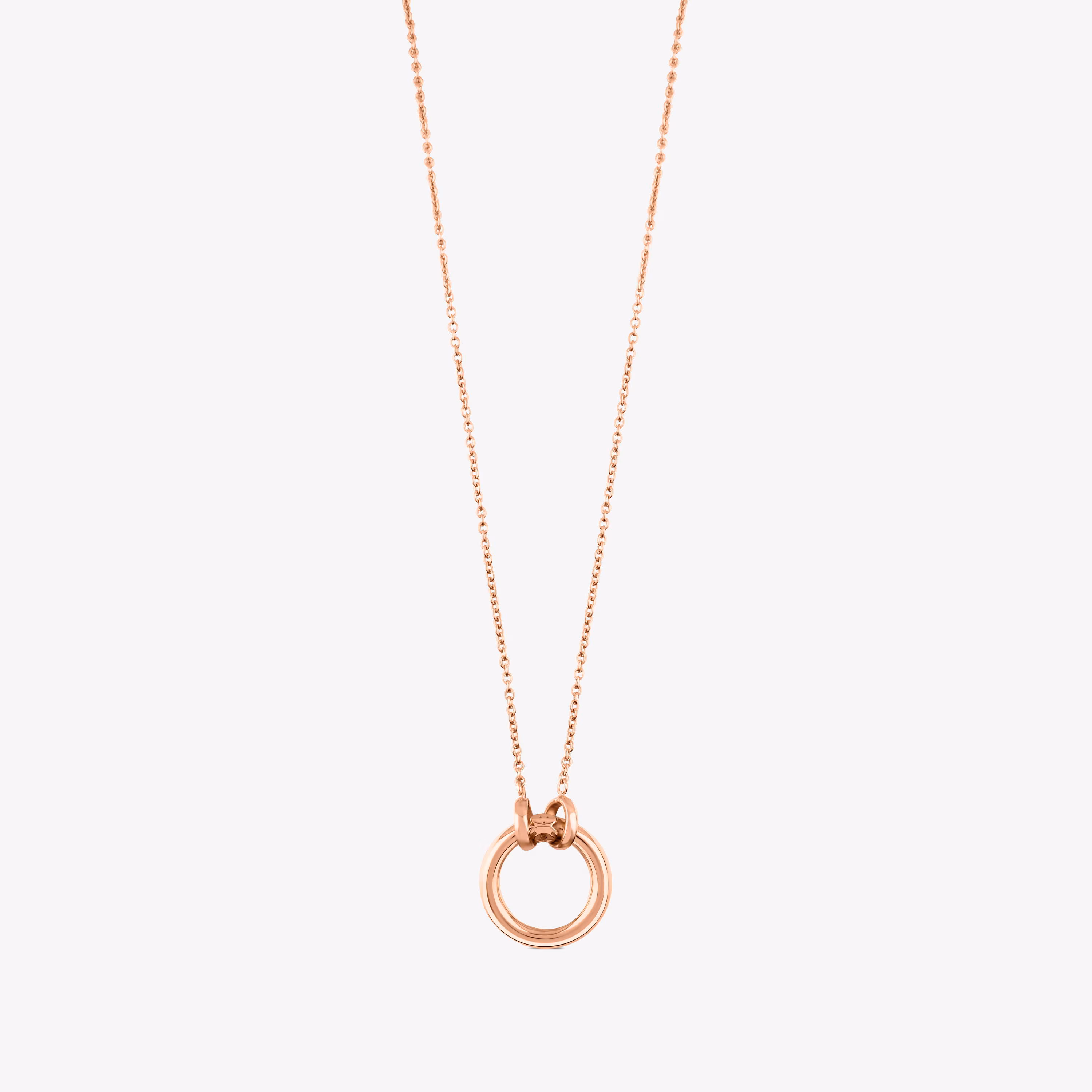 Collar con baño de oro rosa 18 kt sobre plata y anilla de 16mm Hold