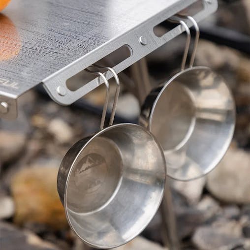 NNEOBA Folding Stainless Steel Camping Table Heat-Resistant Silver