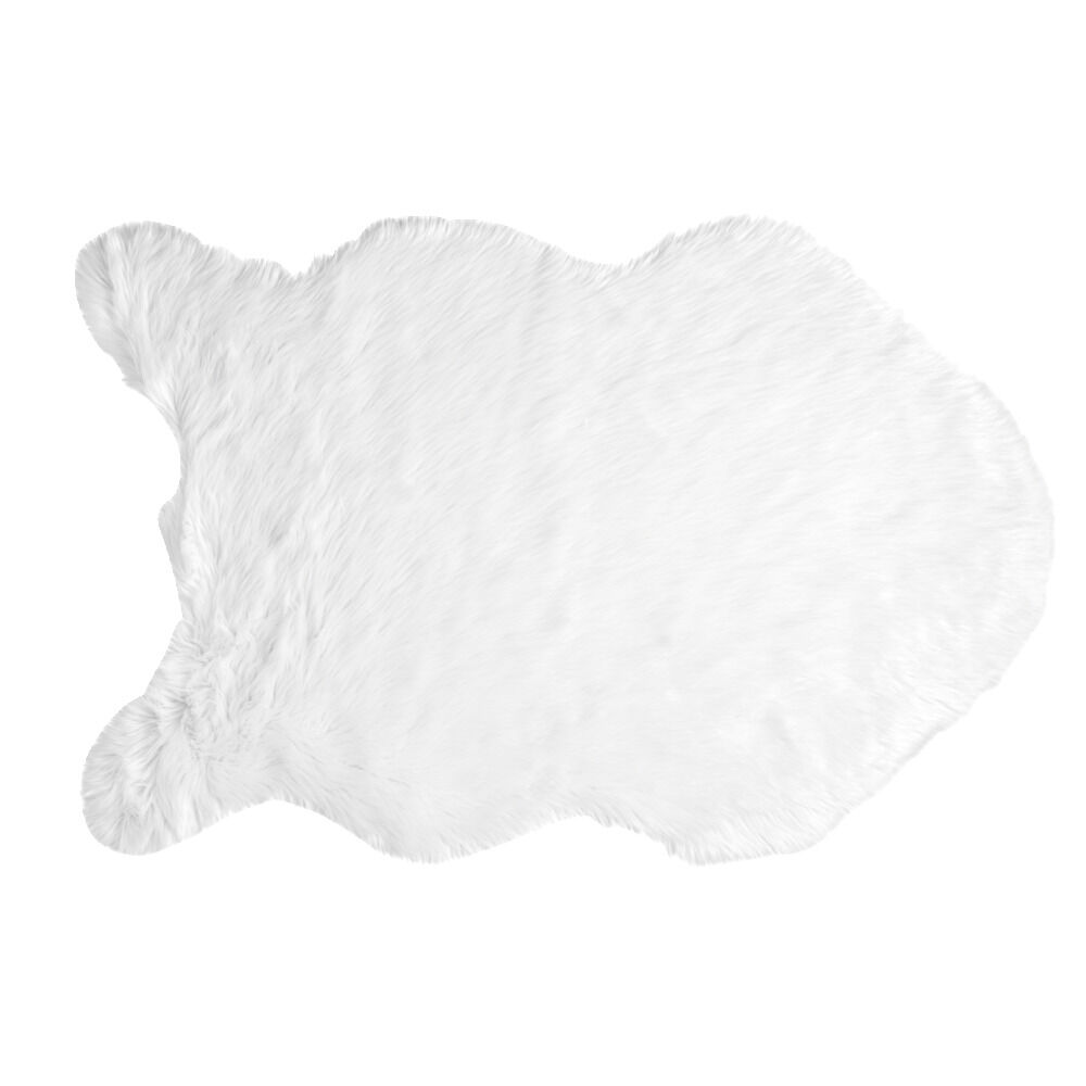 Tapis blanc fourrure forme peau de bête 150x100cm