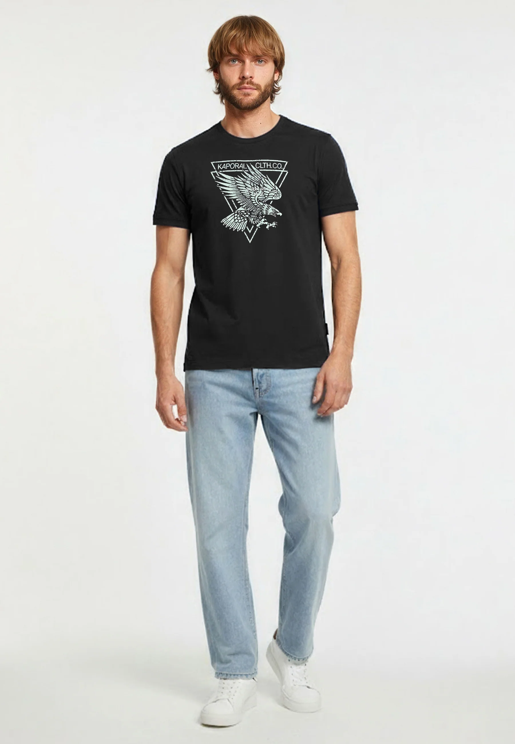 T-shirt manches courtes regular noir coton EAGLE