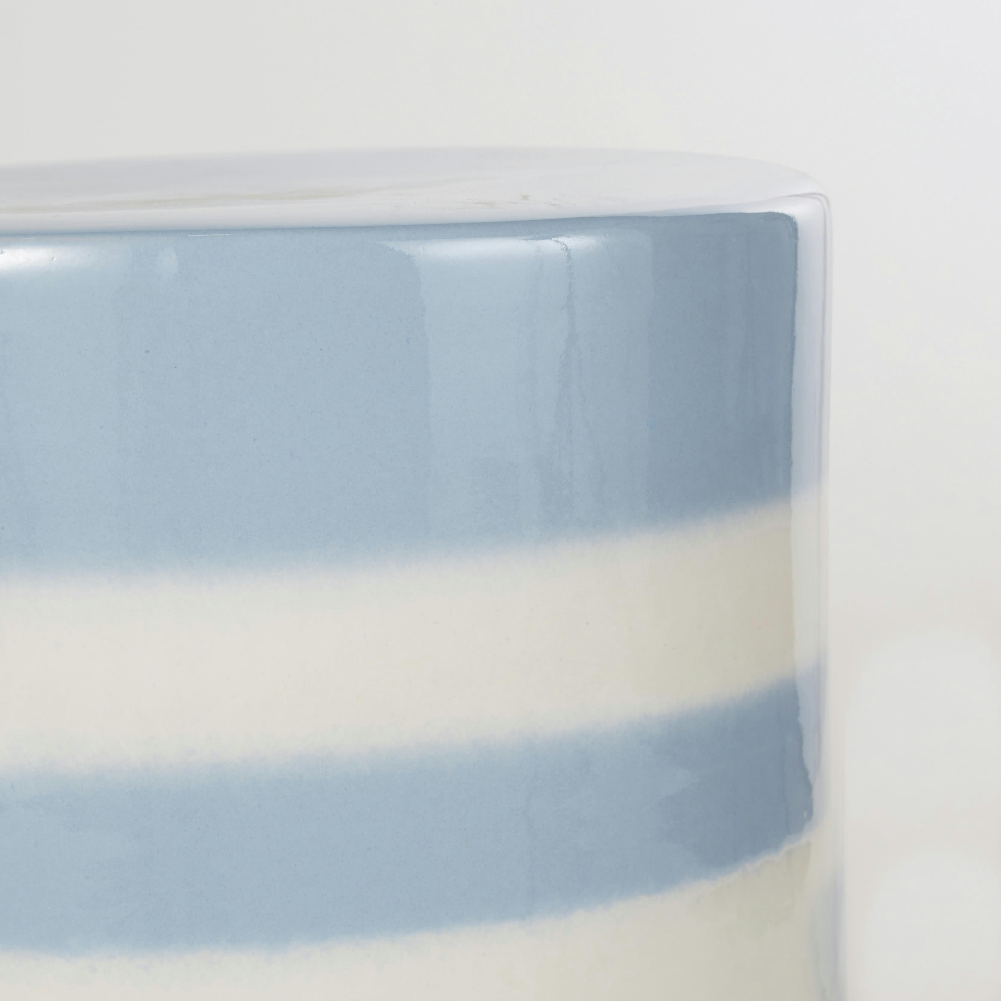 SOCKS - Bout de canapé en grès blanc et bleu