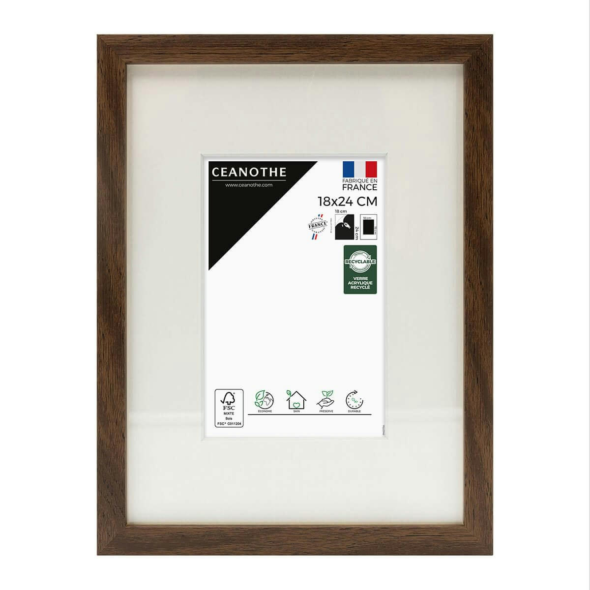 WILD - Cadre photo ébène 18x24 cm avec passe-partout résine recyclée