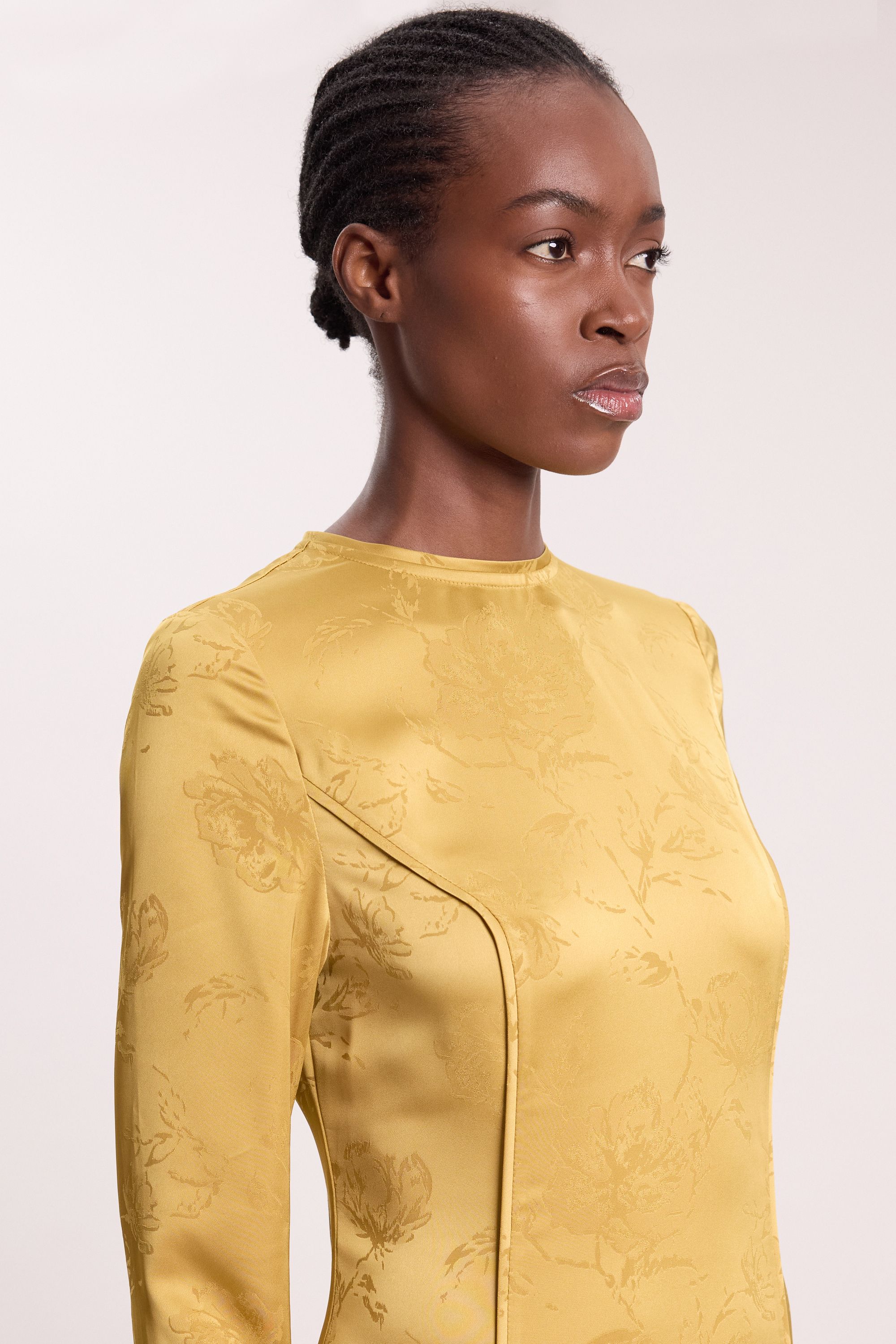 KarenMillen Jacquard Long Sleeve Hanky Hem Woven Maxi Dress