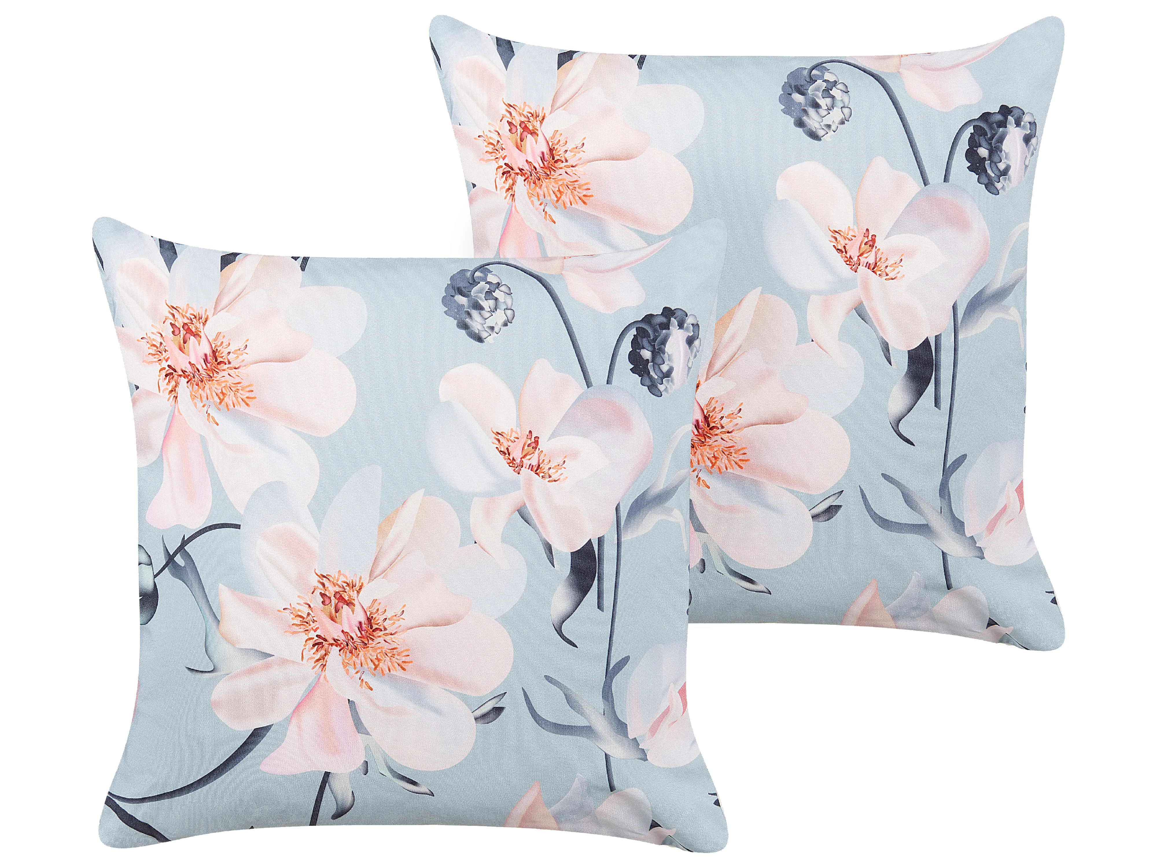 Set of 2 Outdoor Cushions APRICALE Floral Pattern 40 x 60 cm Blue