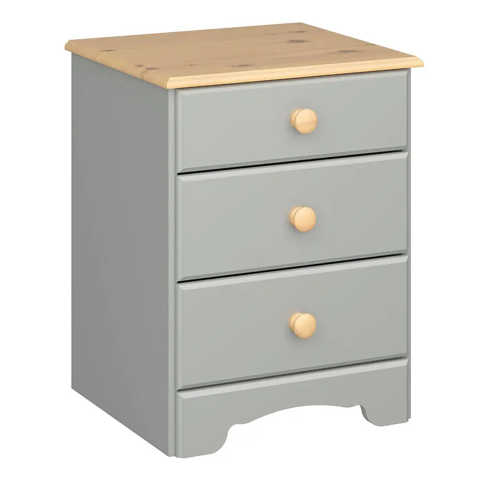 Hioshop Nilon nachtkastje 2 stuks 3 laden grijs