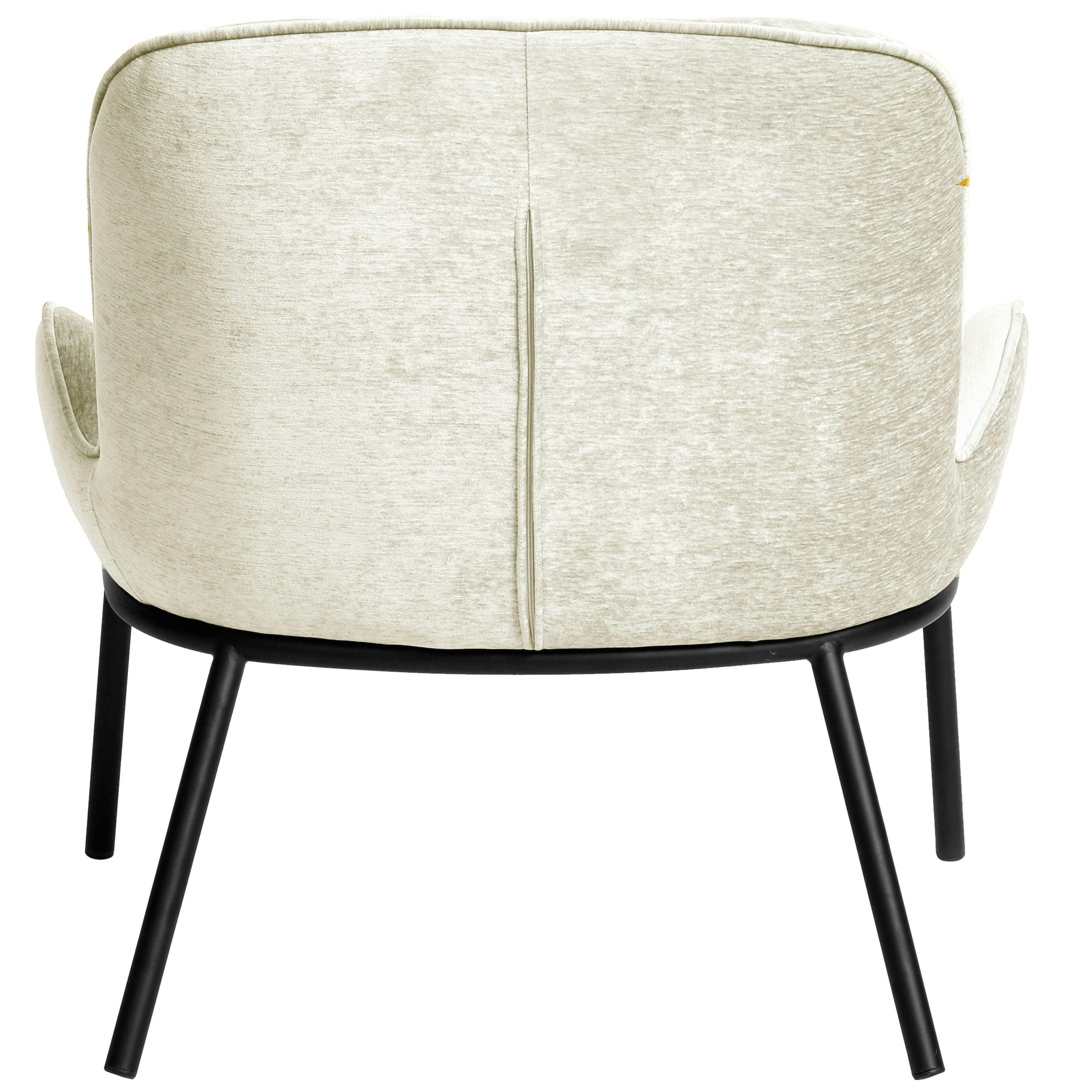 ALVIN - Fauteuil lounge en tissu Ecru et métal noir mat