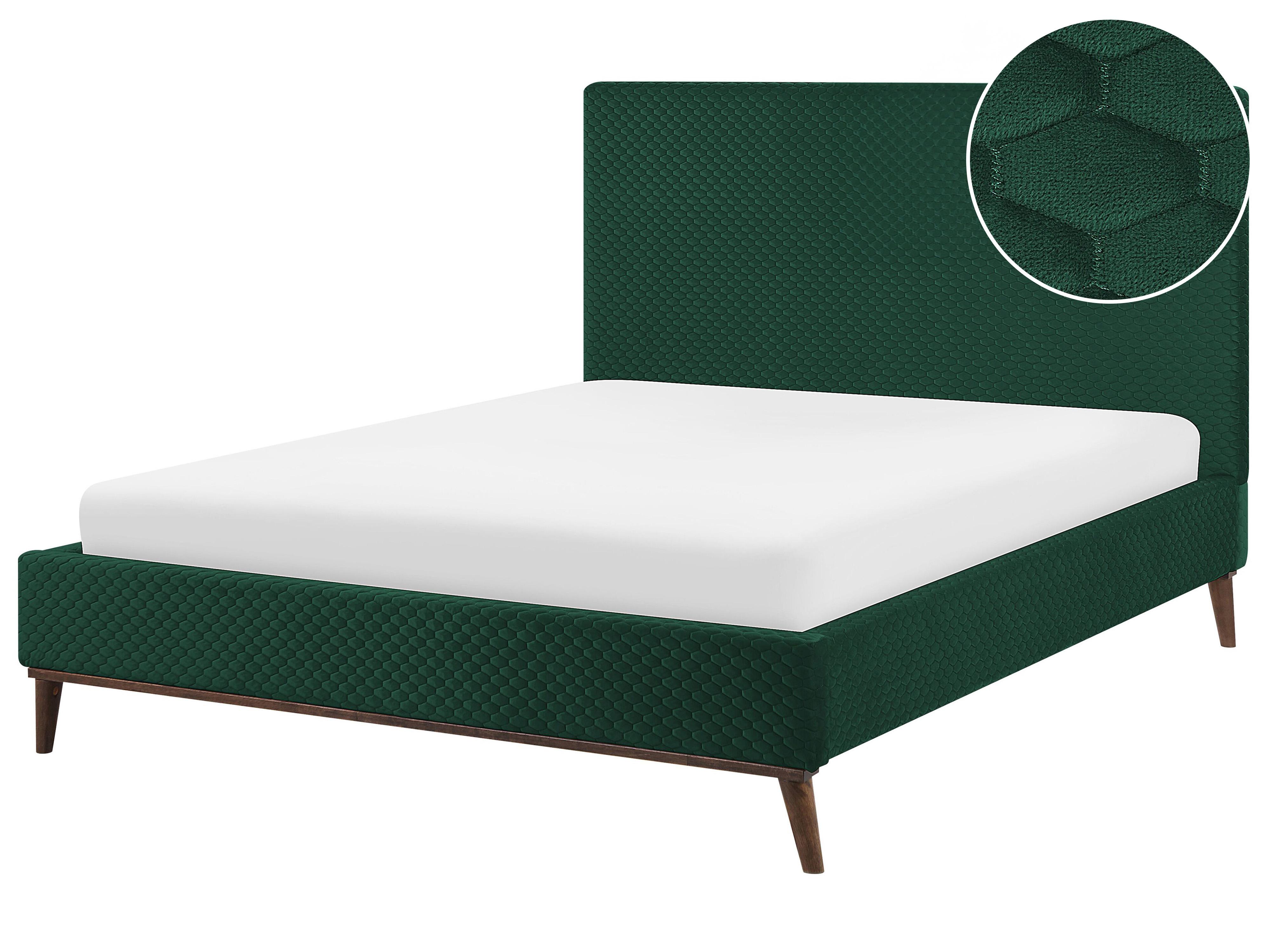 Bed Velvet BAYONNE 140 x 200 cm (EU Double) Dark Green