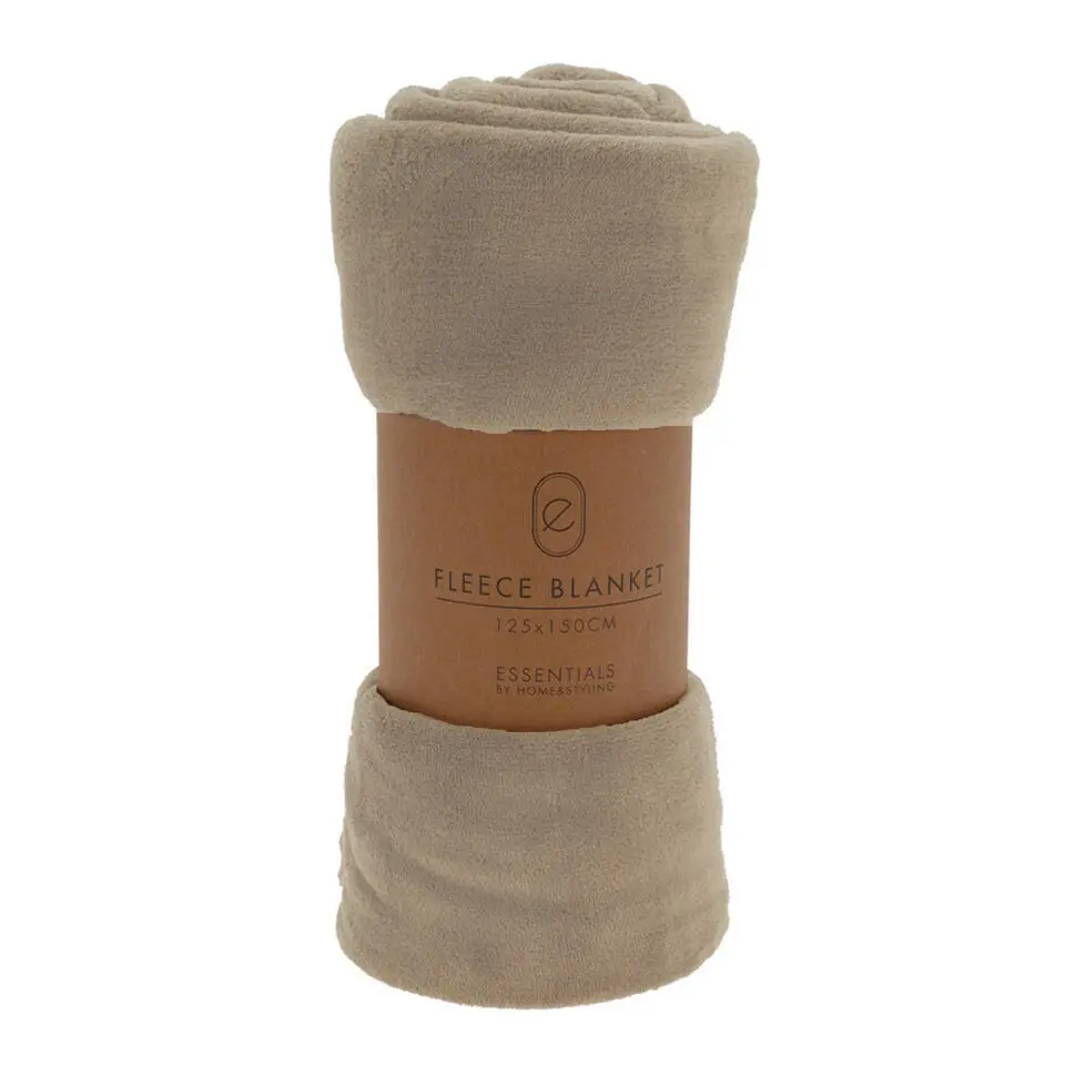 H&S Fleece deken - plaid - taupe - 125 x 150 cm