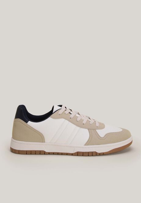 Mens White Colour Block Retro Trainer