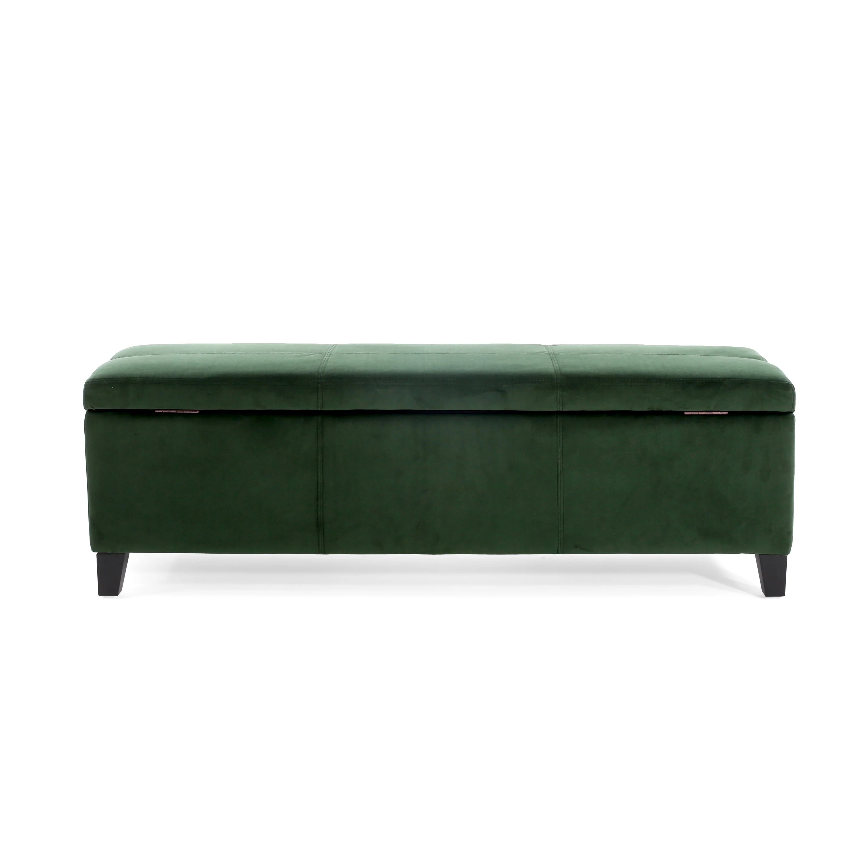 Elias Storage Ottoman Bench, 51 Inch Storage, Emerald Green Velvet