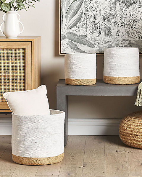 Lot de 3 paniers BASIMA Coton Blanc