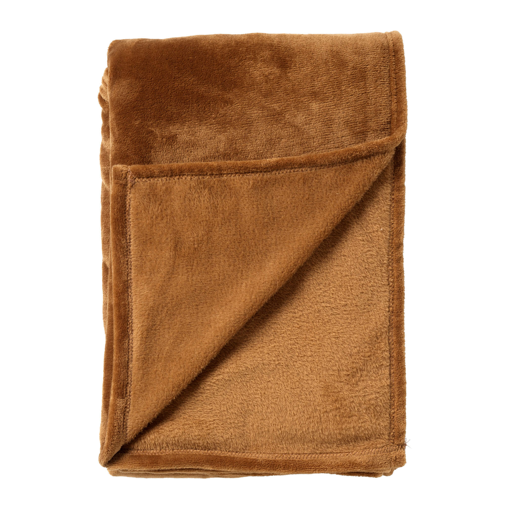 CHARLIE - plaid 200x220 cm - extra grote fleece deken - effen kleur - Tobacco Brown - bruin