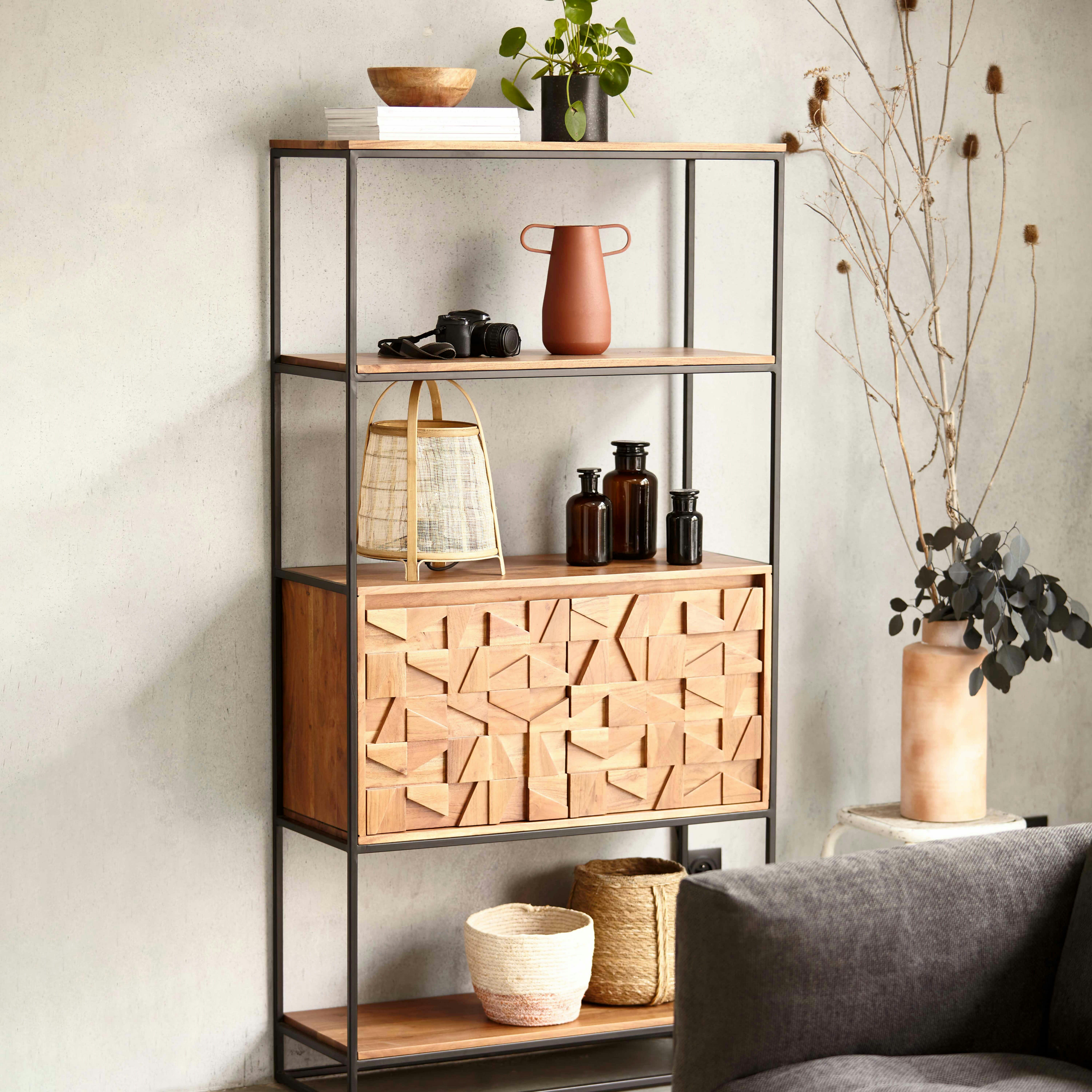 LETELS - Étagère haute en acacia massif