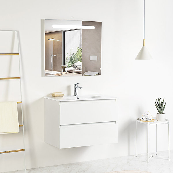 Meuble Prémonté sous vasque Blanc 80Cm SAYA - bain-bain