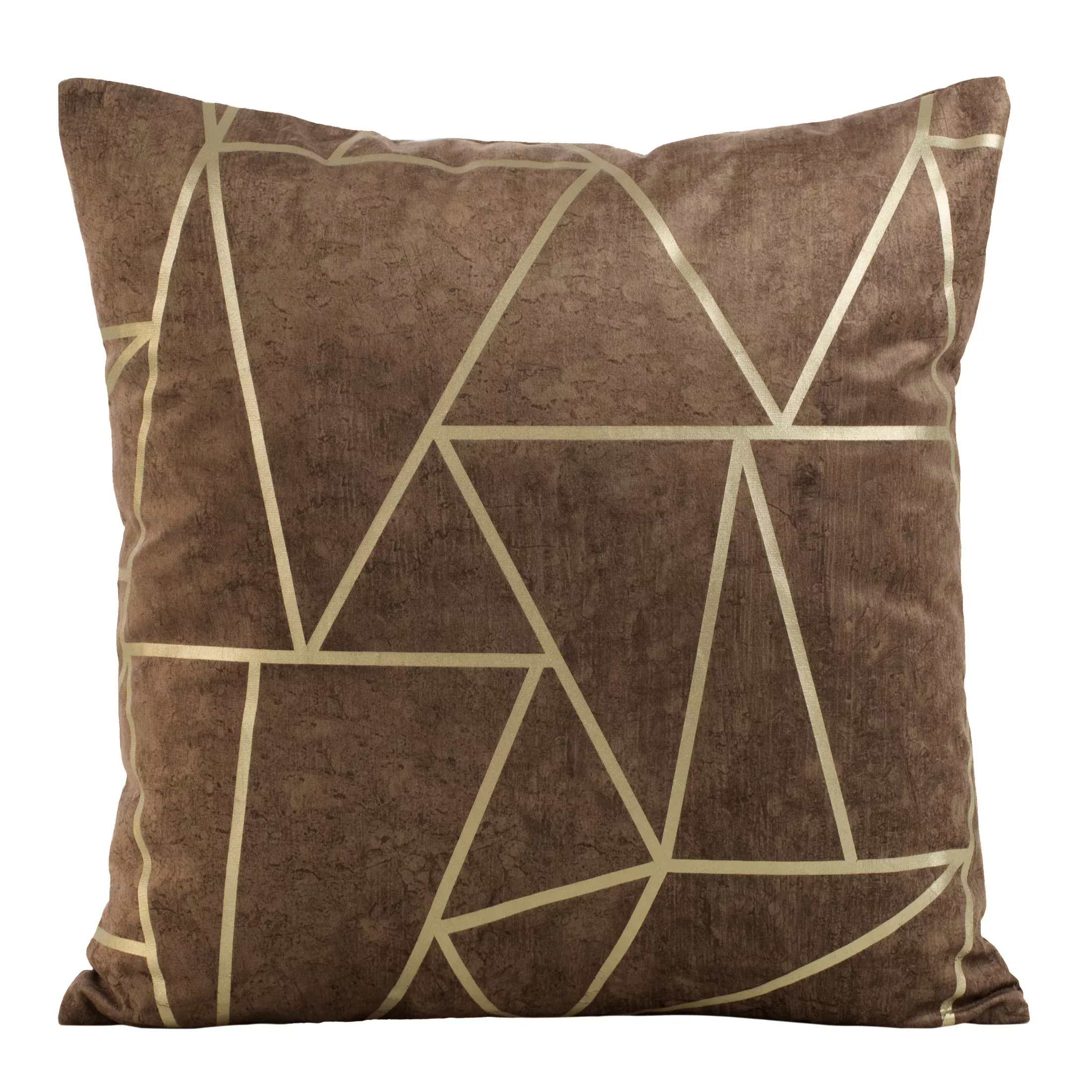 Poszewka na poduszkę 45x45 cm welwetowa ciemnobrązowa z nadrukiem geometrycznym BLINK 29