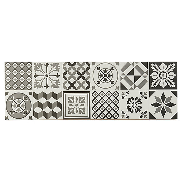 Faïence murale effet carreaux de ciment tons noirs et blancs L.60 x l.20 cm x ép.8,3 mm, Konkrete
