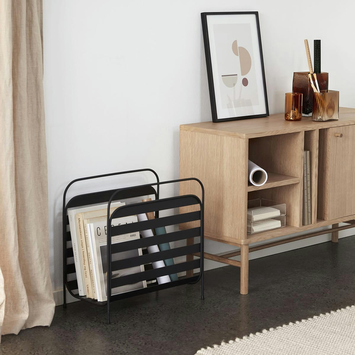 POPPY - Tapis en tissé coton gris et blanc  120x180cm