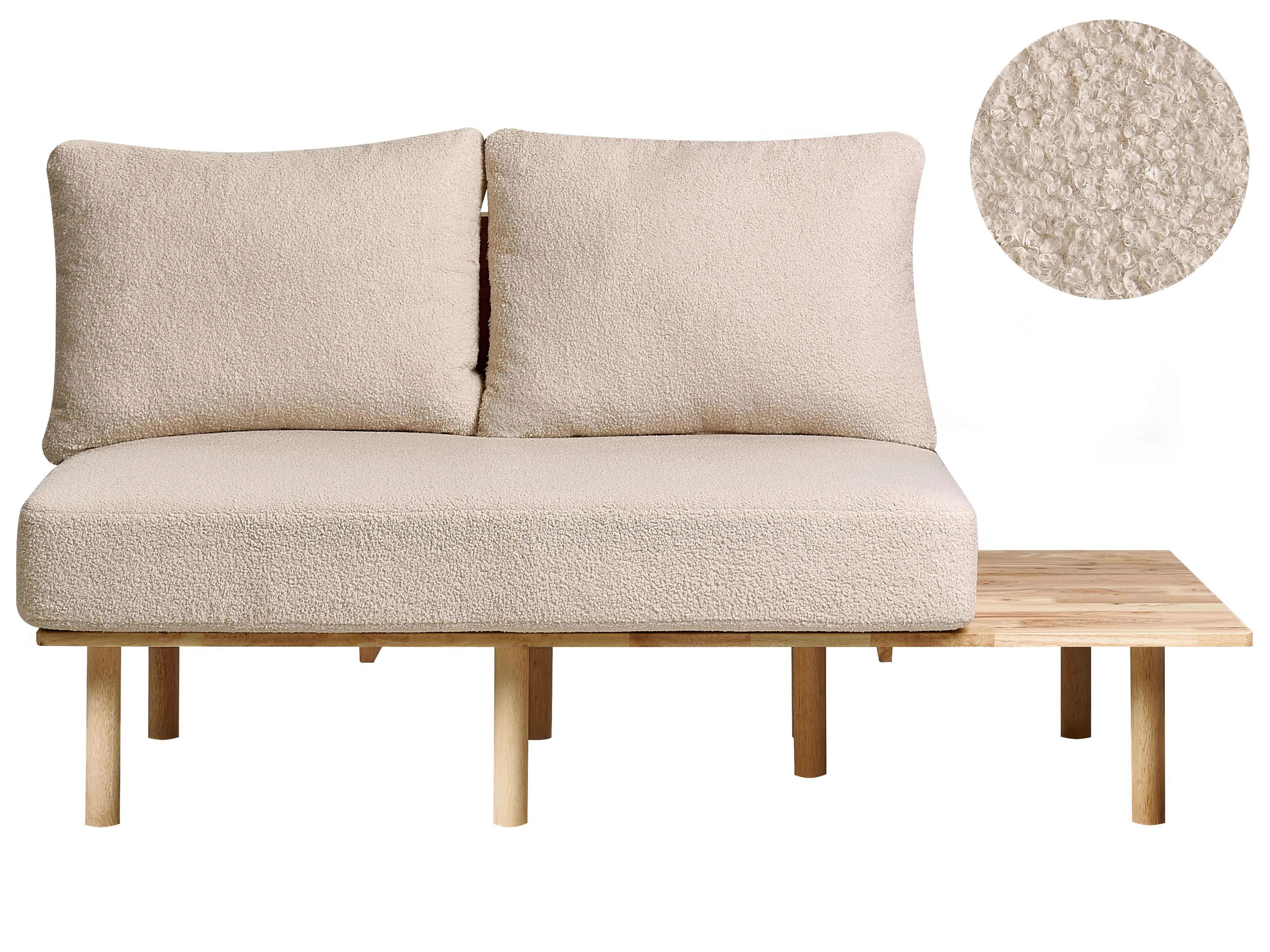 Sofa 2 Seater SALO Boucle Beige with Tables