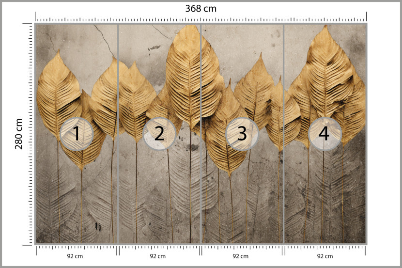 Fototapeta Tropikalne Liście Na Betonie 368x280cm