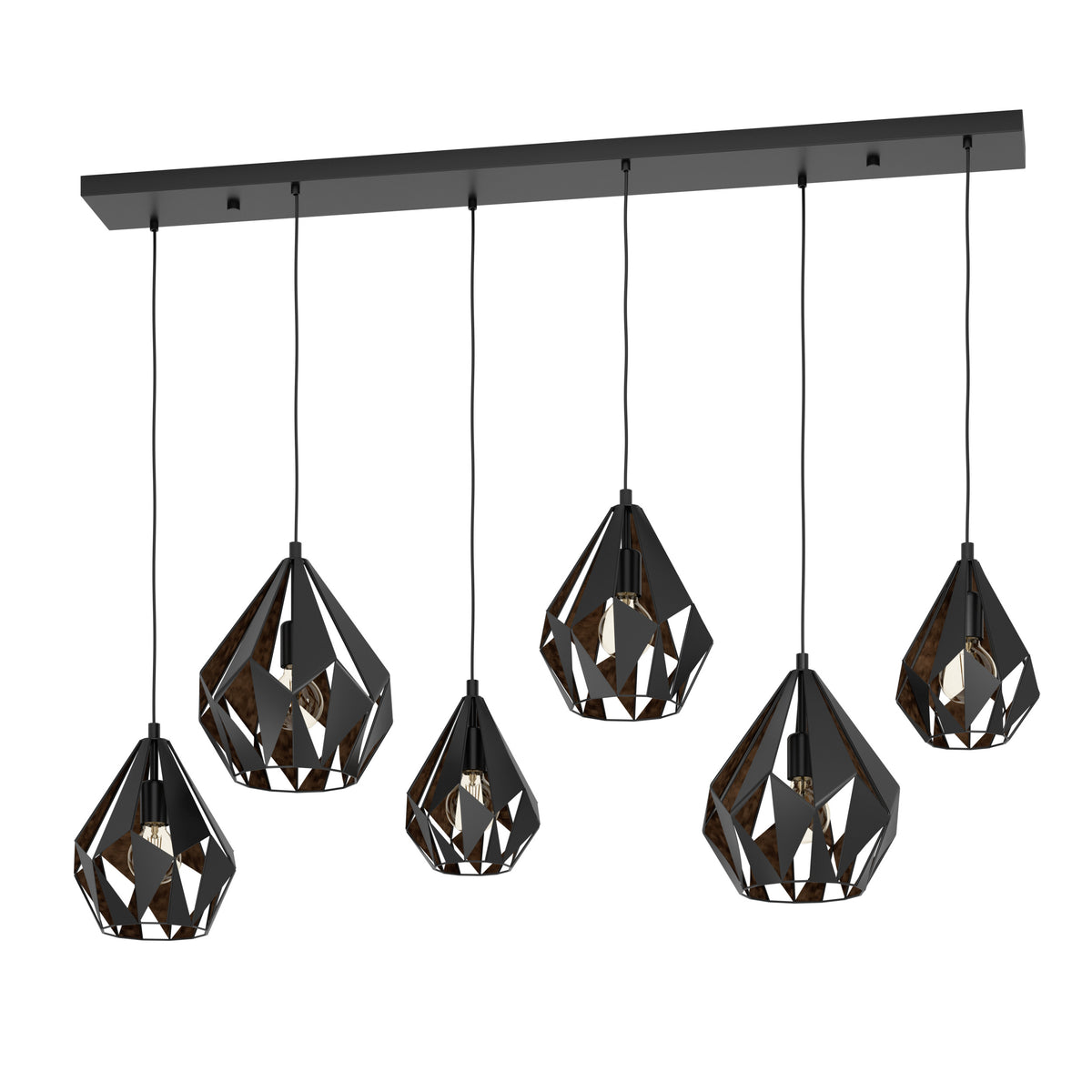 EGLO hanglamp Carlton 1 - e27 - 145,5 cm - zwart/koper