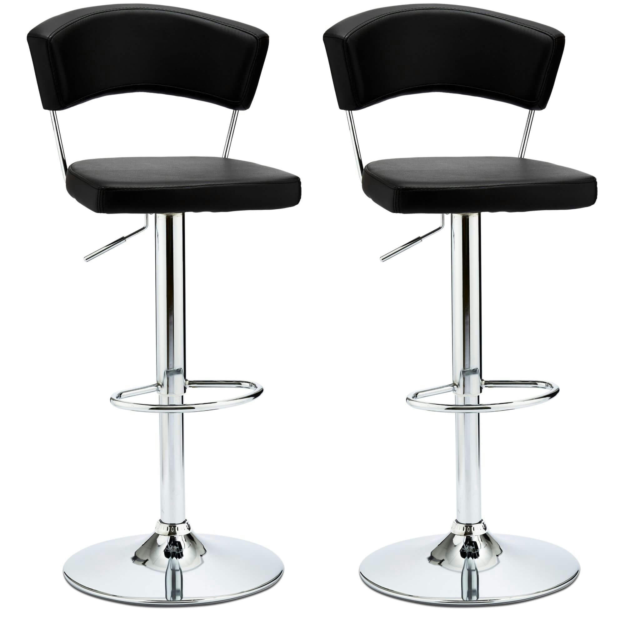 PREBEN - Lot de 2 chaise de bar en simili noir H80