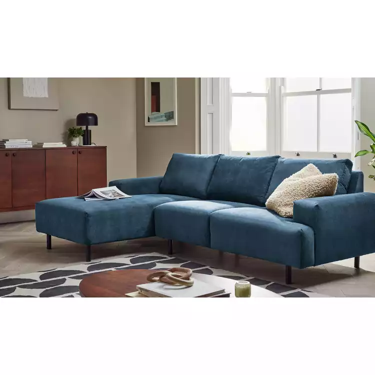 Habitat Julien Velvet Left Hand Corner Chaise Sofa - Navy