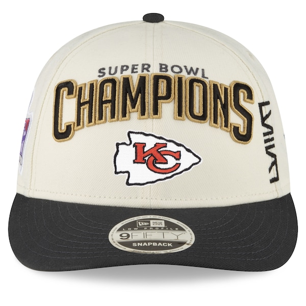 Kansas City Chiefs New Era Super Bowl LVIII Champions Locker Room Low Profile 9FIFTY Adjustable Hat - Cream/Black