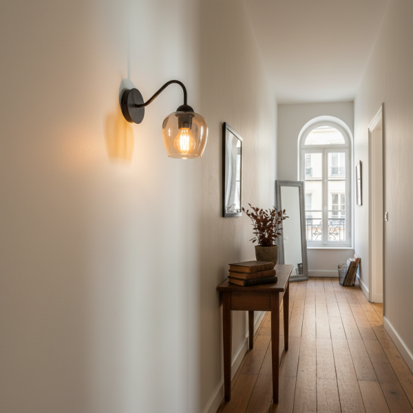 Kinkiet ścienny łazienkowy EDYLIT czarny loft 1xE27 INDI AMBER
