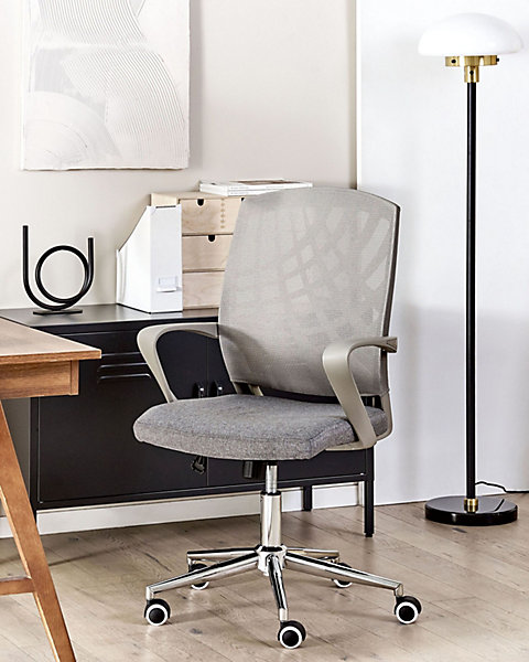 Chaise de bureau moderne en polyester gris BONNY