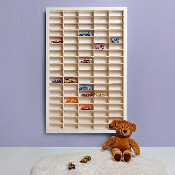 Creative Deco étagère Murale Blanc en Bois pour 90 Voitures de Collection - Compartiments Ajustables Vitrine Verticale 80x51x5,5cm