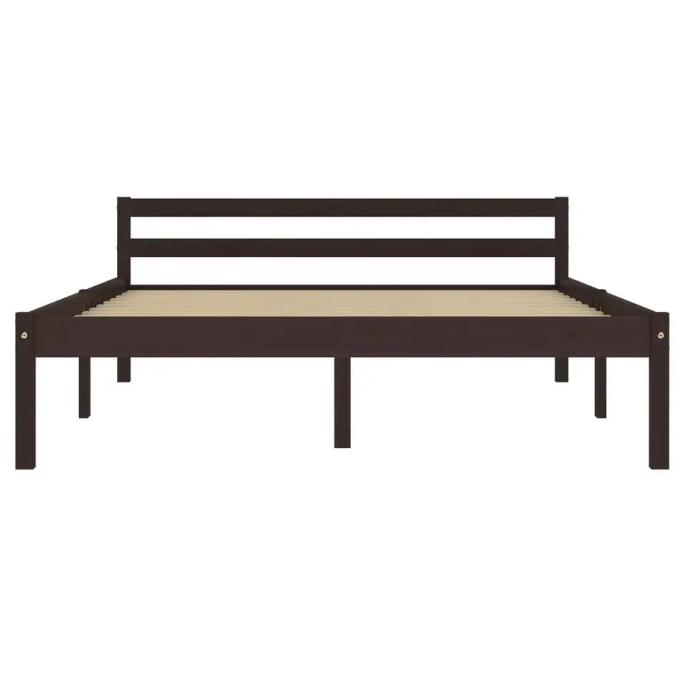 vidaXL - Bed frame met hoofdbord - Donkerbruin - Grenenhout - 120x200 cm