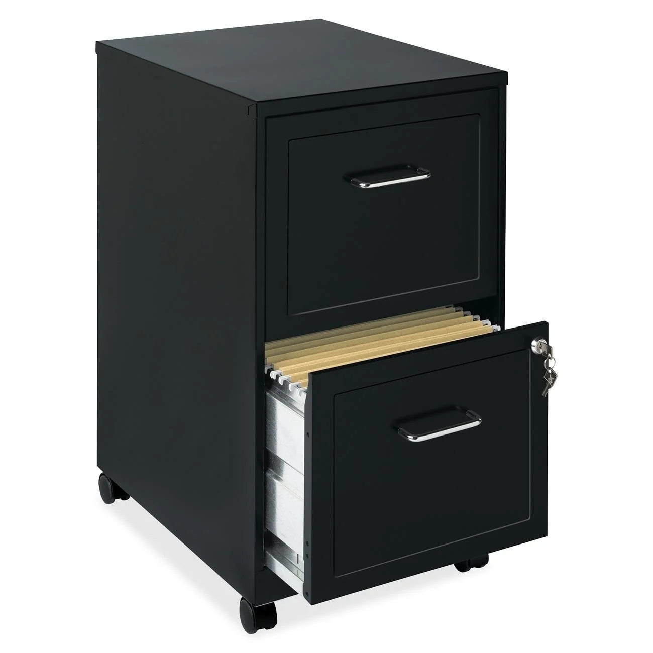 Space Solutions 18 Deep 2-drawer Mobile File Cabinet, Black