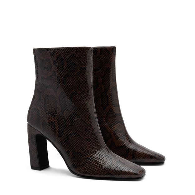 Bruine snake enkellaarsjes met hak