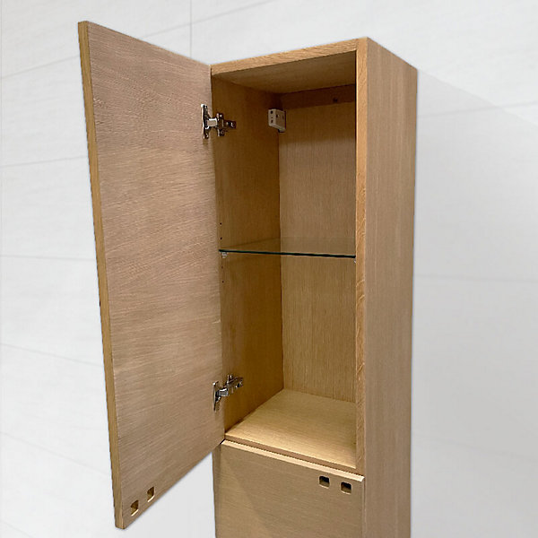 Colonne salle de bain suspendue de rangement - 160 cm en chêne naturel - Hémi