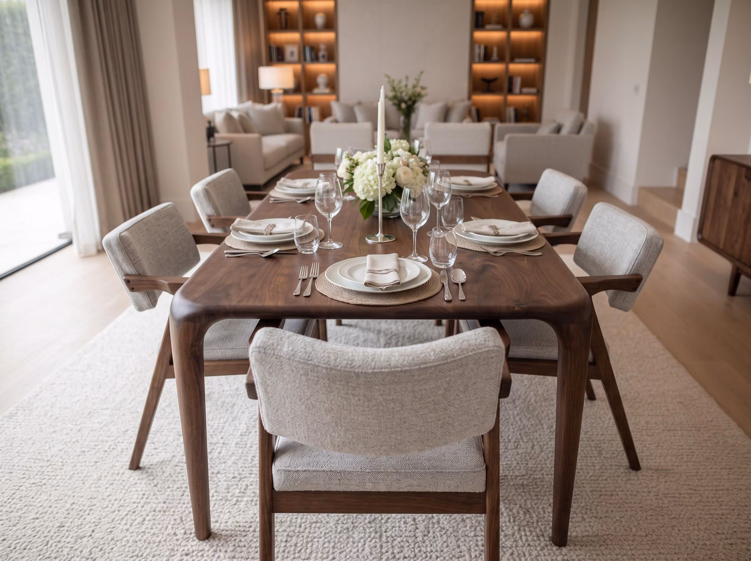 Handmade Walnut Dining Table: Rustic Modern Solid Wood Kitchen Table