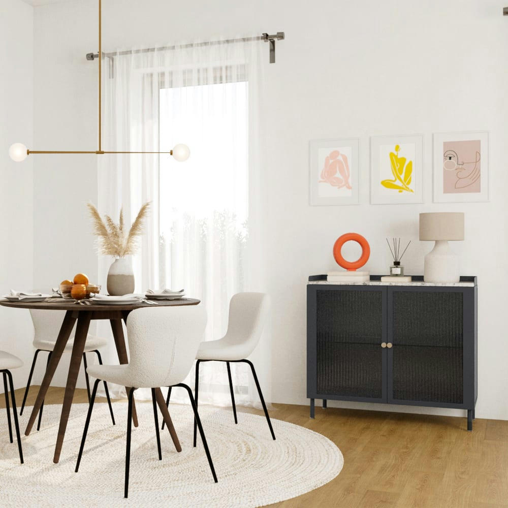 GAUTHIER - Petit buffet 2 portes en métal et marbre