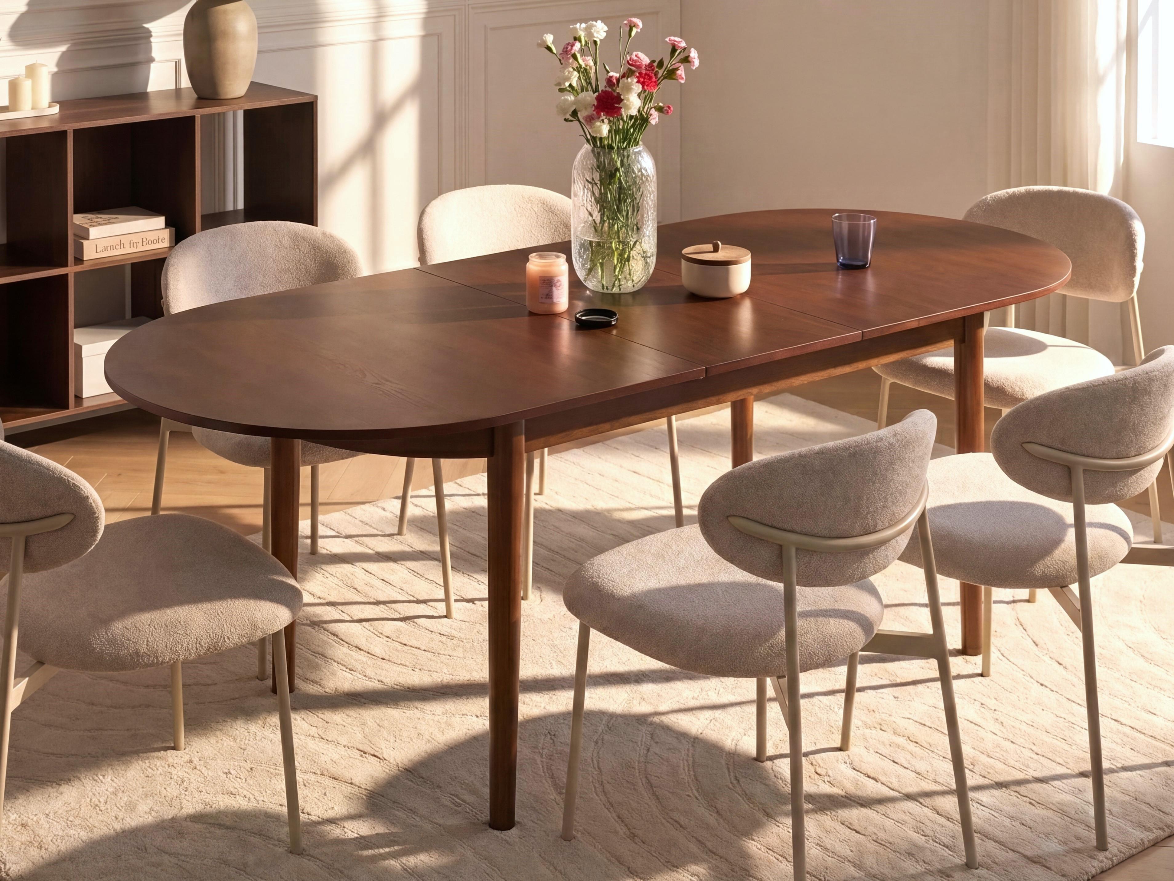 Extending Dining Table LARTO Dark Ash Wood 180/220 cm 90 cm
