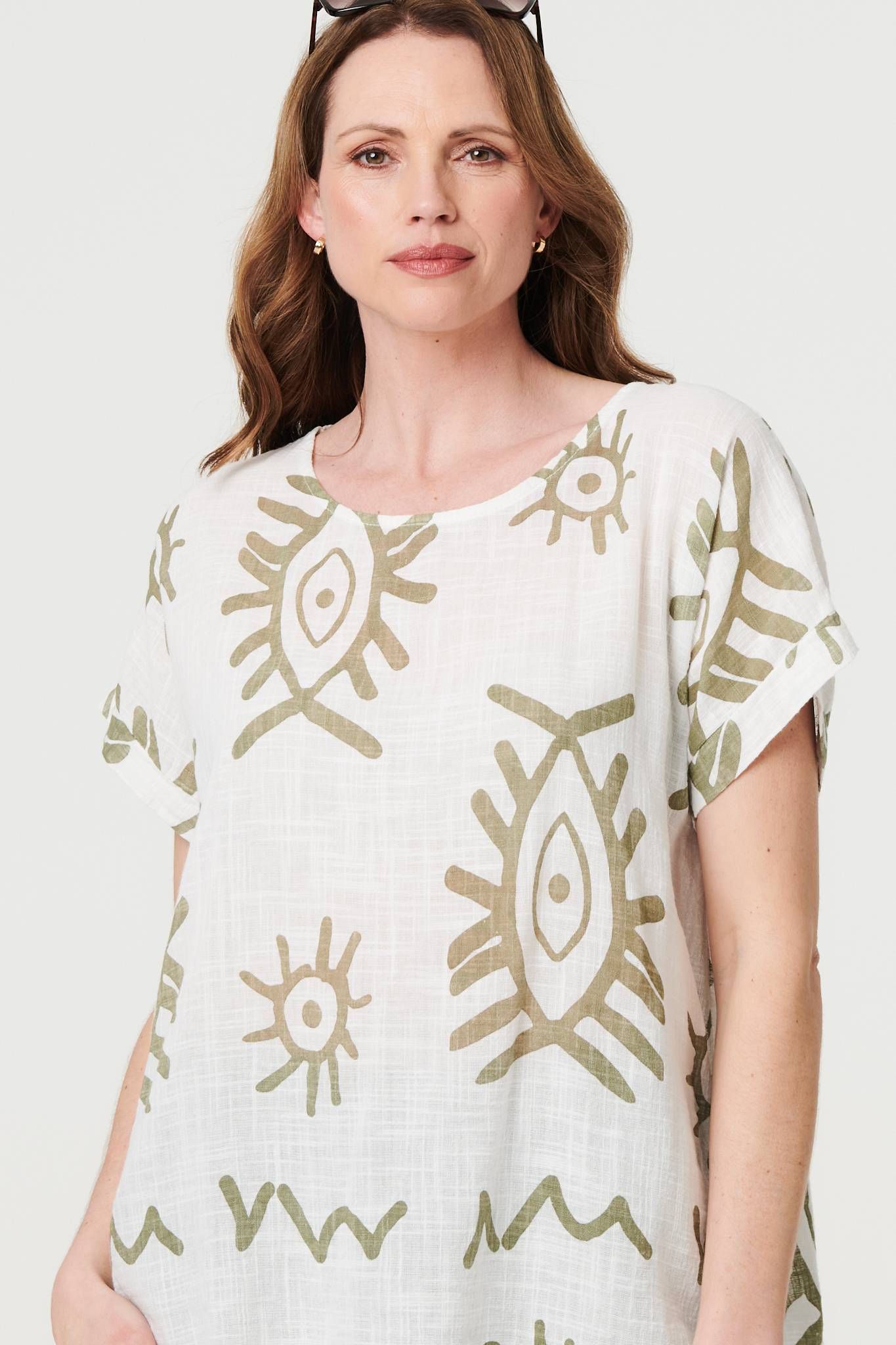 Izabel London Printed Short Sleeve Relaxed Blouse