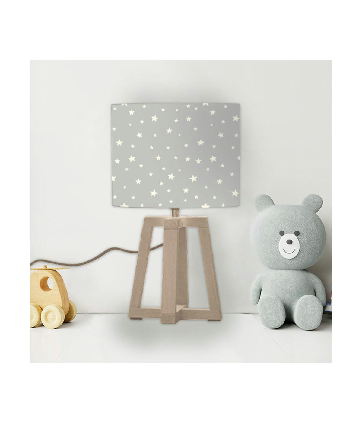 ENFANT - Abat-jour chevet enfant étoiles Gris D: 25 x H: 20