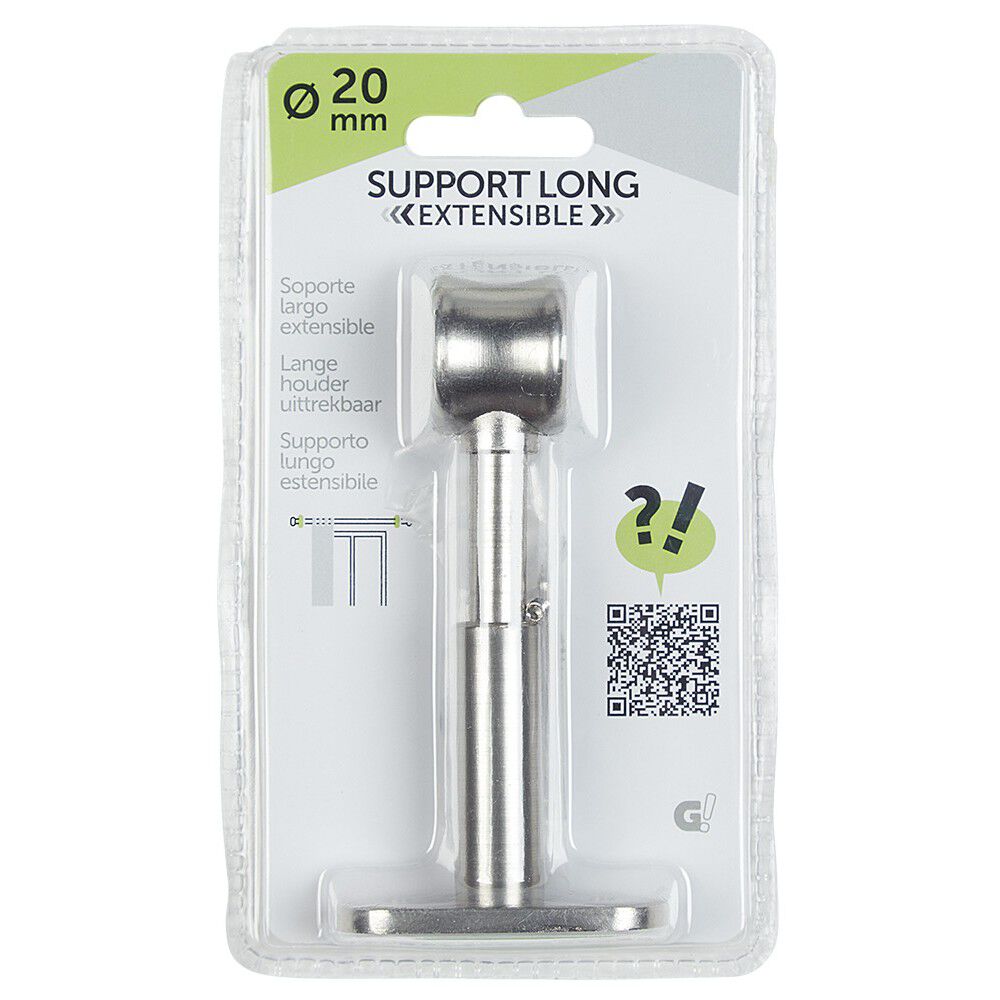 Support long extensible pour tringle gris métal