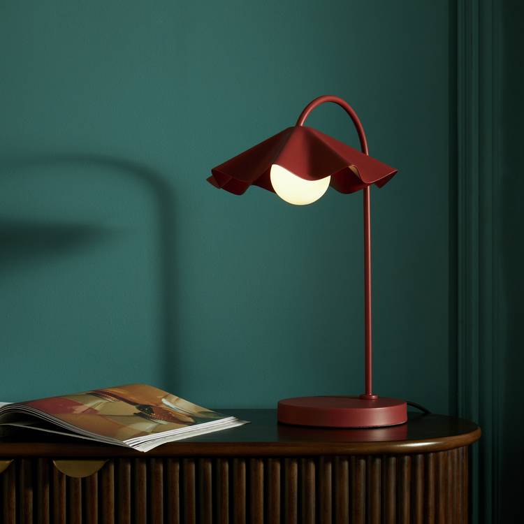 Habitat Yuno Pleat Metal Table Lamp - Red