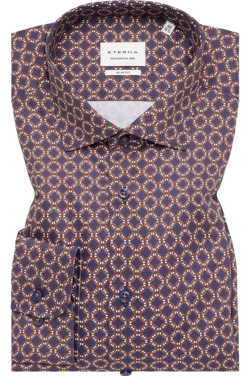 ETERNA Slim Fit Hemd braun, Bedruckt