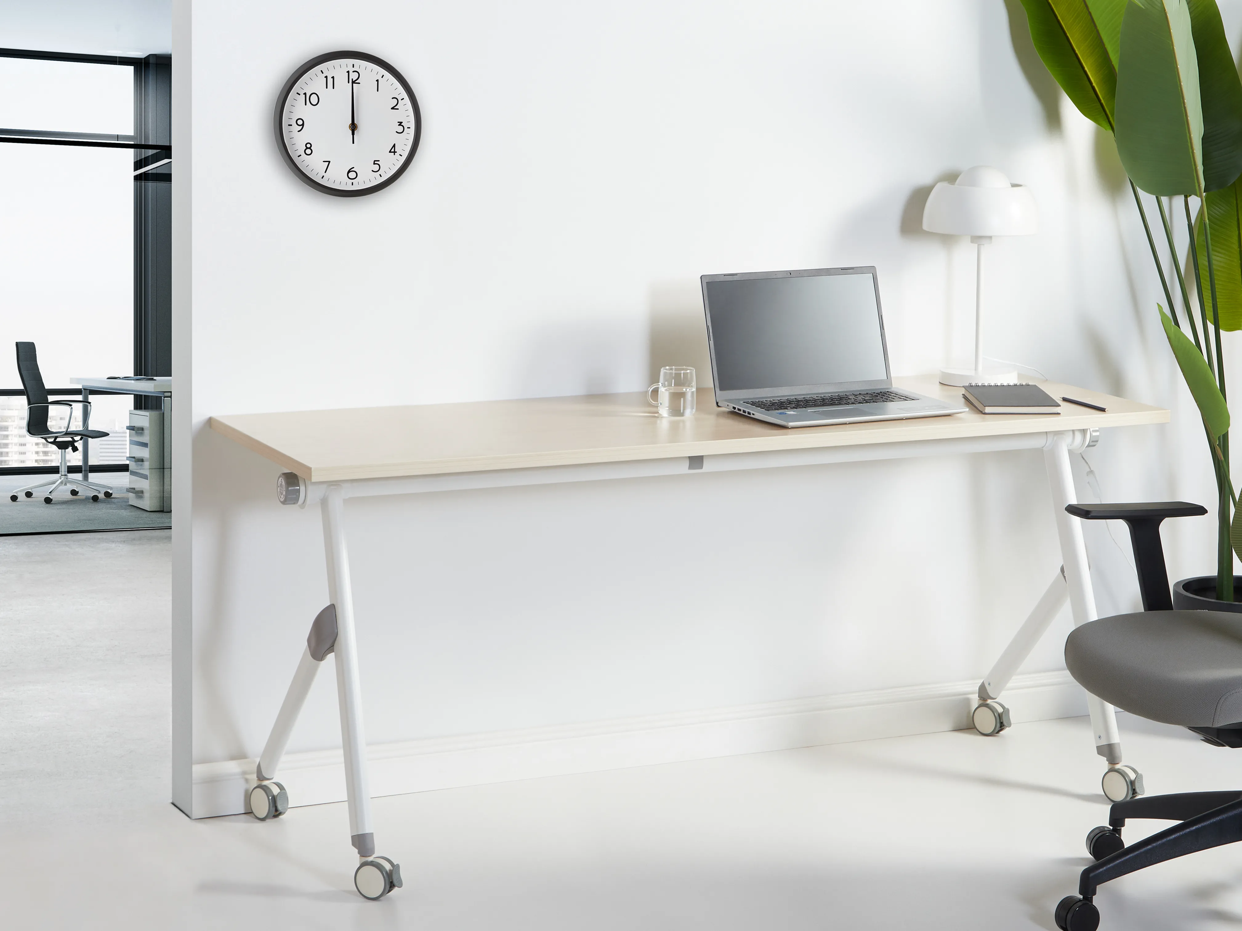 Foldable Office Desk BENDI Light Brown 180 cm 60 cm with Wheels